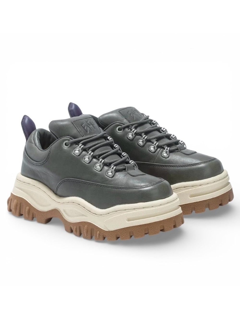 EYTYS Angel Green Leather Chunky Lug Soled Trail Shoes Platform Sneakers 7